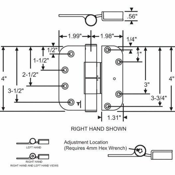 Strybuc HINGE ADJUSTABLE SET RH 857-10403